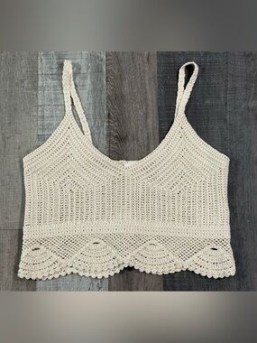 H&M Crochet Crop Tank in Cream